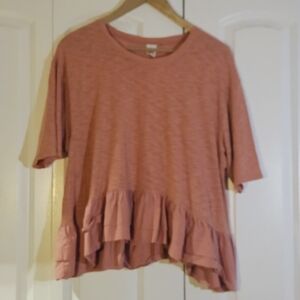 Akemi + Kin Anthropologie Women's M/L Cascade Peplum Top Peach Oversized Boho
